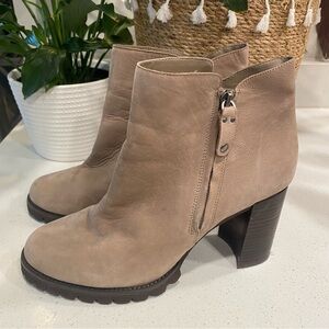 Gibson Latimer Boots Anthropologie Jada Leather Lug Ankle Tan Block Heel 11M
